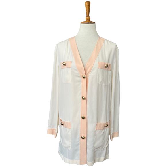 NWT Vintage 100% Silk Episode Brass Button Blazer Top Jacket Style Size 6 - Picture 1 of 8